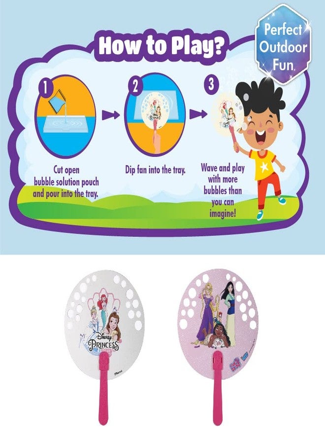 Bubble Magic FanBubs Disney Princesses Theme|Thick Viscous Concentrate Solution Pouches With HandFan|Just Dip,Wave& Play|Bubble Maker|Birthday&Return Gifts For Kids 3+|Outdoor Indoor Toy|Made In India - Image 3
